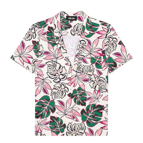 7. NWT SER.O.YA MALIBU SHIRT IN WHITE TROPICAL - Picture 3 of 6